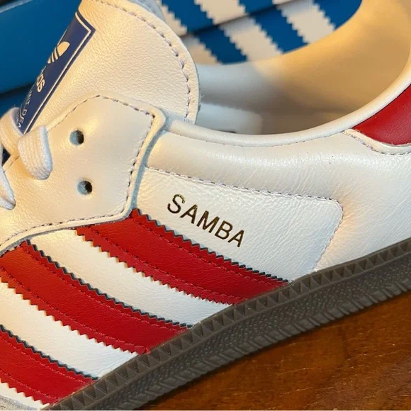 ADIDAS White/Scarlet Samba OG - Picture 4 of 11